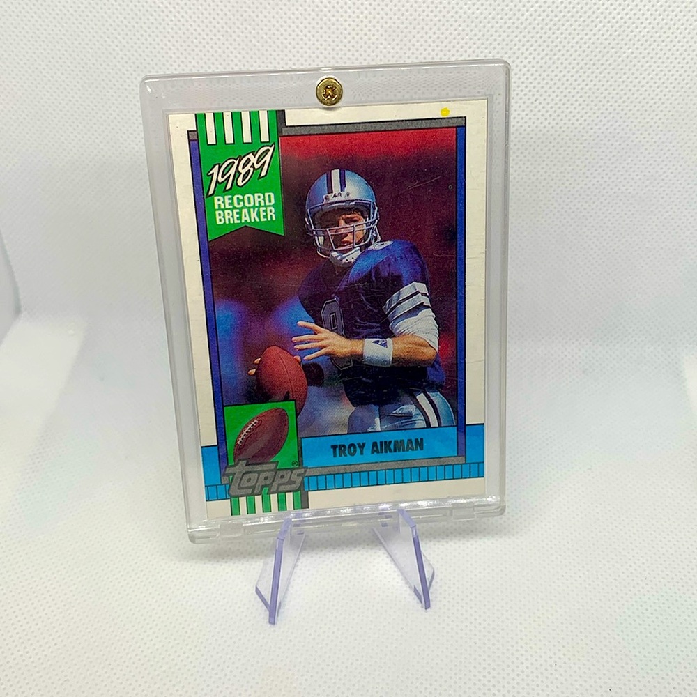 Troy Aikman Rookie Card 1989 Record Breaker Dallas Cowboys HOF QB In Case Nice!!